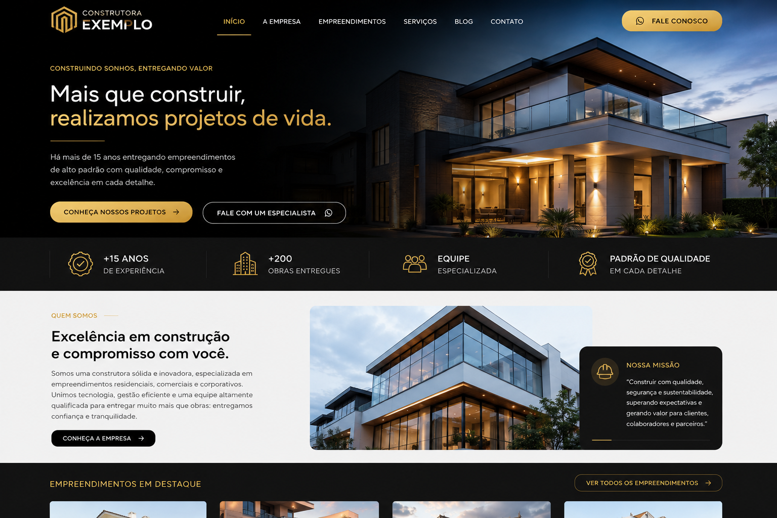 Exemplo de site Empresa Forte — premium, autoridade e conversão