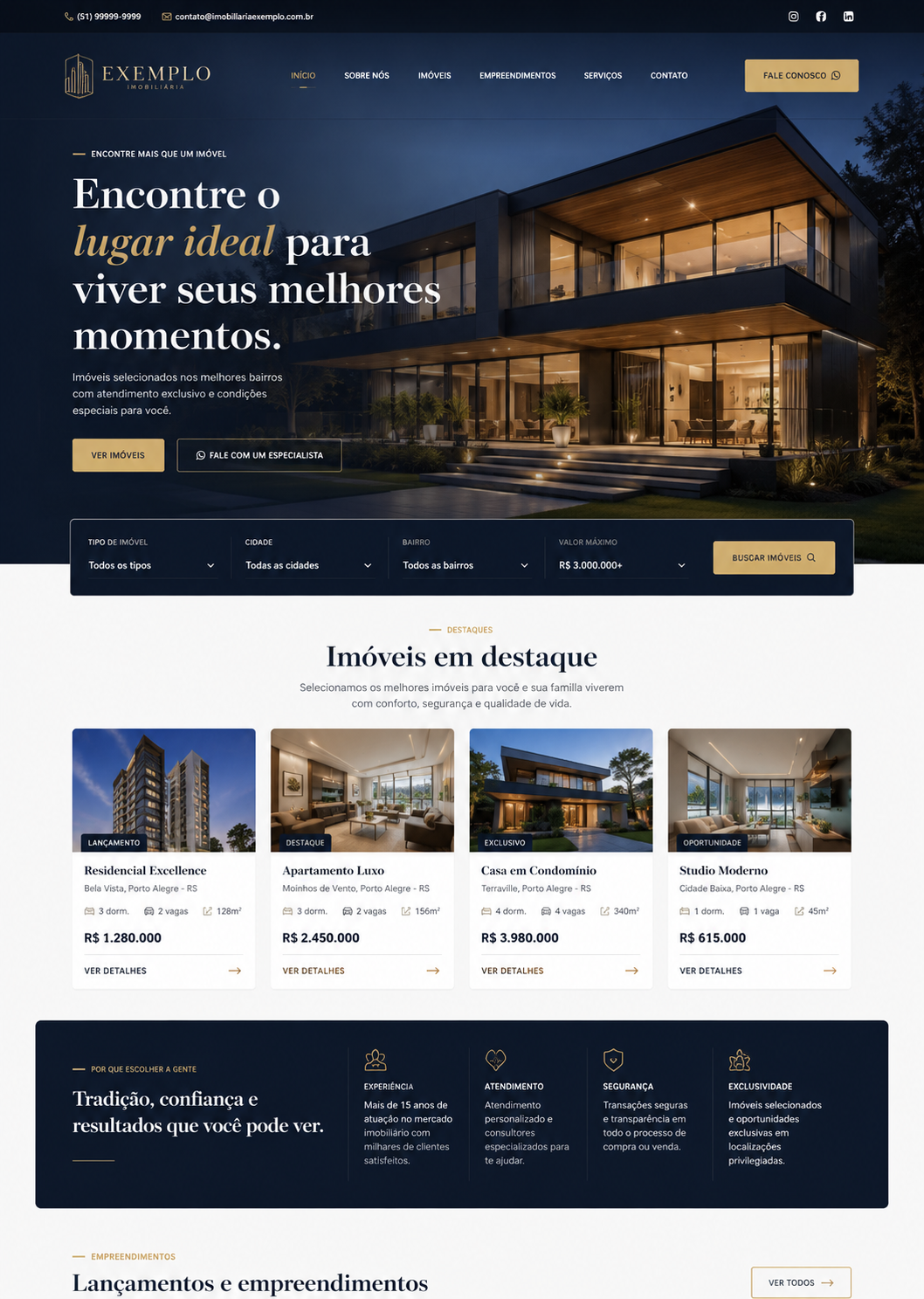 Site chamativo e que passa confiança — exemplo