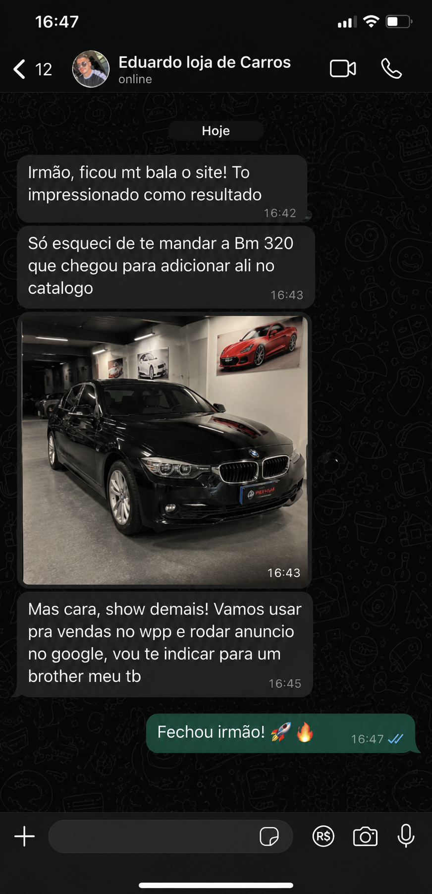 Feedback de Eduardo — cliente Engrenagem MRK